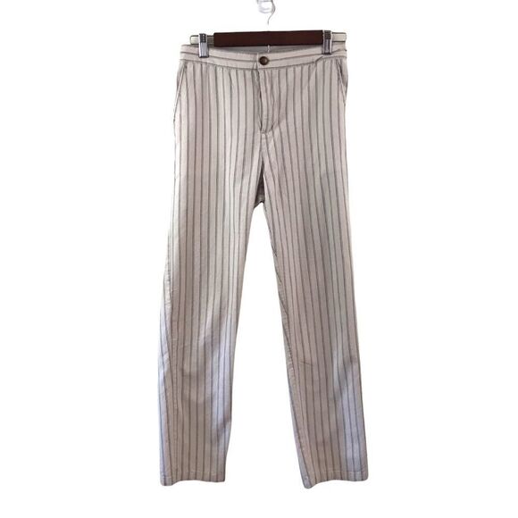Forever 21 cream with thin blue strips cotton pants size M - Picture 2 of 11